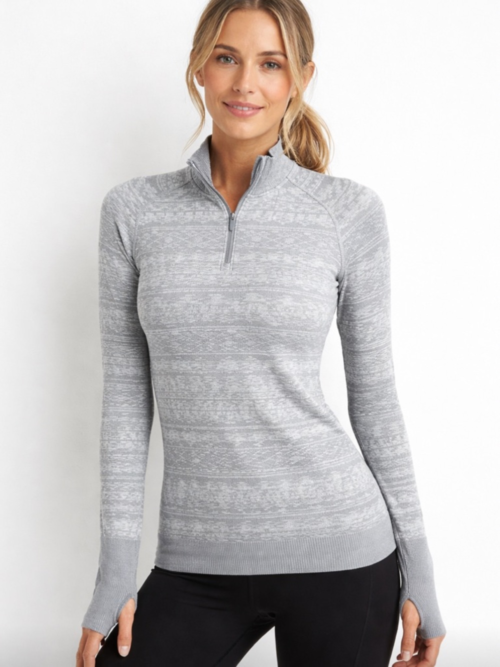 Lululemon | Gray Aztec Texture Restless Pullover 1/4 Zip